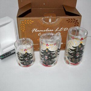 FLAVCHARM Christmas Theme Flameless Candles, Flickering Battery Operated Candles